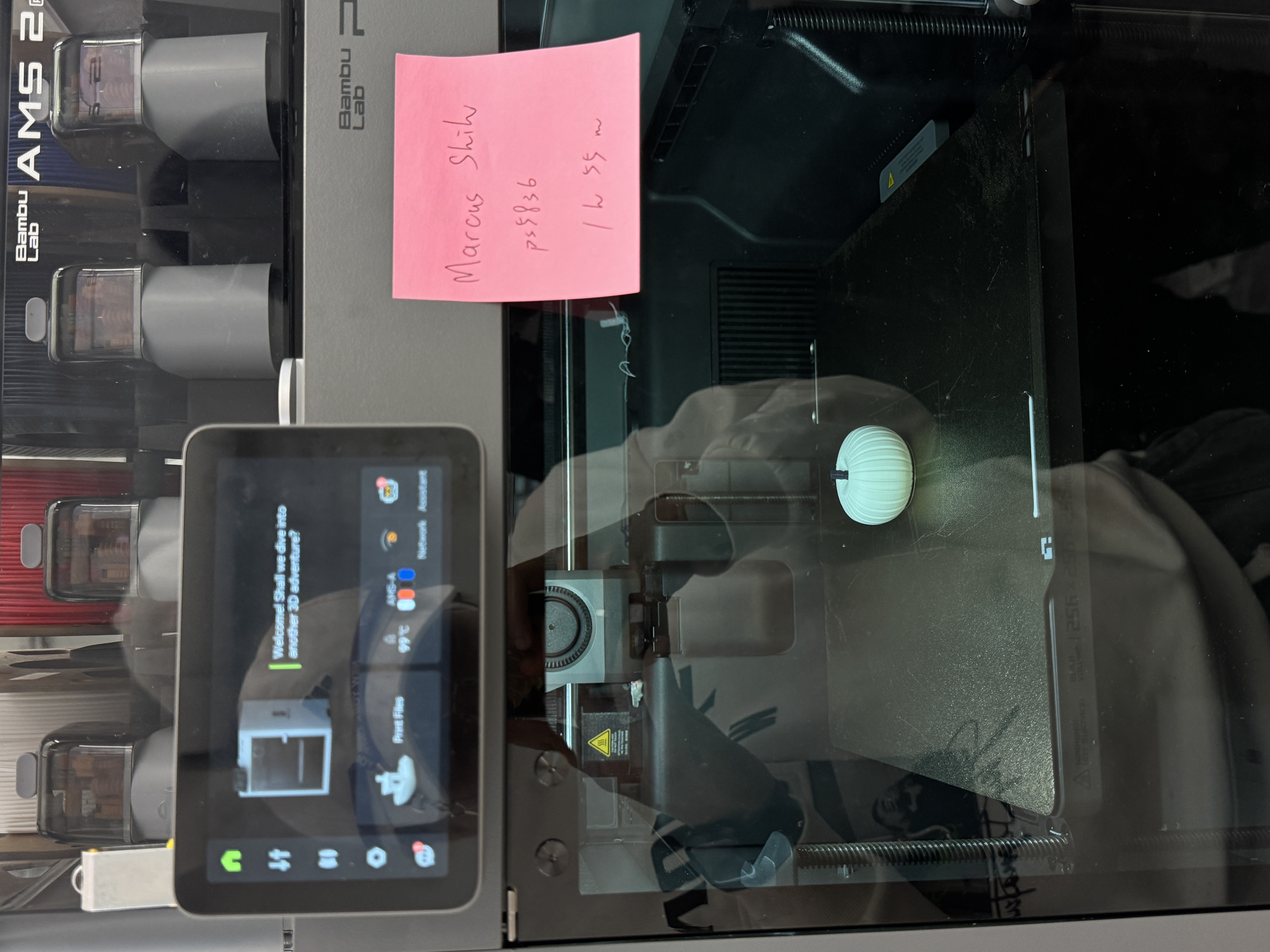 Completed pumpkin on the printer bed.